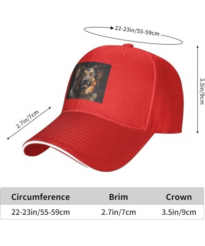 German Shepherd Pattern Casual General Baseball Cap Black : Comfortable, Light Red $9.73 Baseball Caps