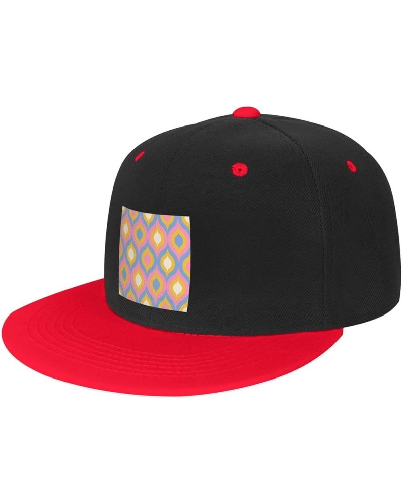 Wavy Seamless Diagram Baseball Cap for Men Women Snapback Hat Adjustable Flat Bill Hats Red $12.85 Baseball Caps