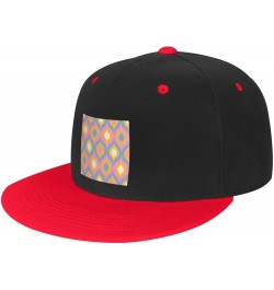 Wavy Seamless Diagram Baseball Cap for Men Women Snapback Hat Adjustable Flat Bill Hats Red $12.85 Baseball Caps