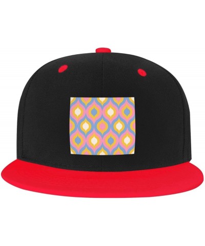 Wavy Seamless Diagram Baseball Cap for Men Women Snapback Hat Adjustable Flat Bill Hats Red $12.85 Baseball Caps