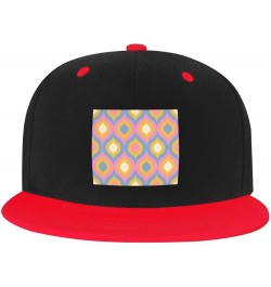 Wavy Seamless Diagram Baseball Cap for Men Women Snapback Hat Adjustable Flat Bill Hats Red $12.85 Baseball Caps