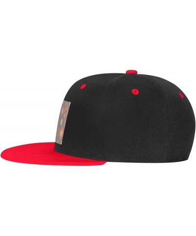 Wavy Seamless Diagram Baseball Cap for Men Women Snapback Hat Adjustable Flat Bill Hats Red $12.85 Baseball Caps