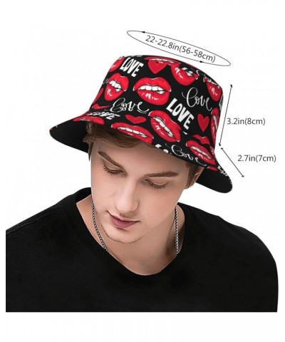 Bucket Hat, Unisex Sun Hat Skateboard Grey -Fisherman Hat Summer Outdoor Cap, Bucket Hats for Woman Man Sexy Lips Black $10.9...