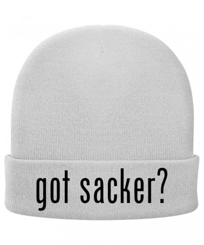 got Sacker? - Soft Adult Beanie Cap White $13.94 Skullies & Beanies