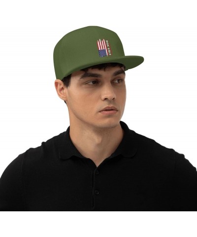 American Flag Disk Golf Snapback Hats for Men Baseball Cap Trucker Hat Flat Brim Hats Moss Green $11.42 Baseball Caps