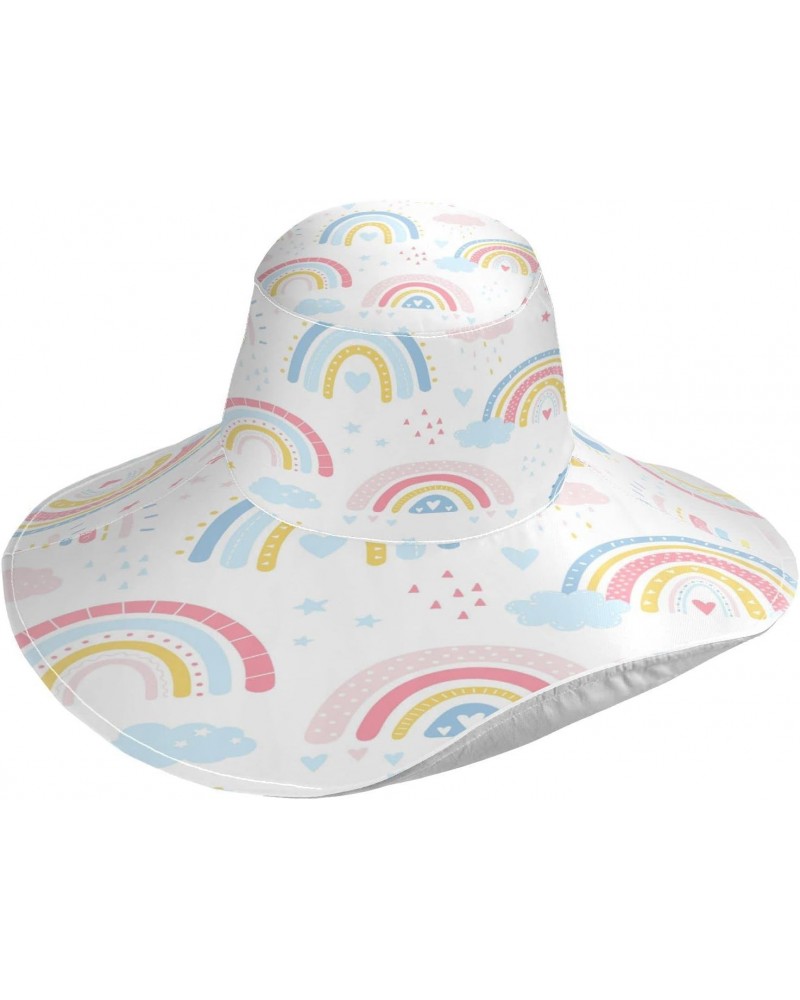 Rainbow Cartoon Colorful Gardening Sun Hat for Men Women Outdoor Wide Brim Beach Hats Fishing Cap $10.34 Sun Hats