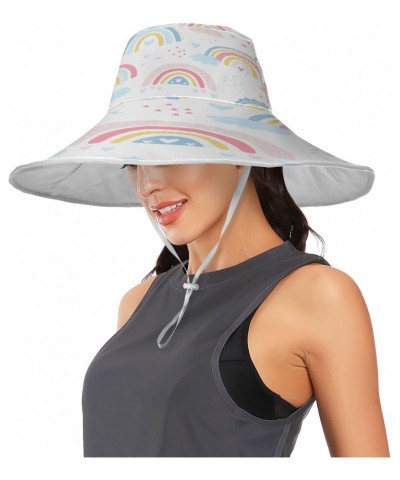 Rainbow Cartoon Colorful Gardening Sun Hat for Men Women Outdoor Wide Brim Beach Hats Fishing Cap $10.34 Sun Hats