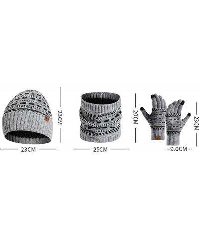 Women's Autumn/Winter Warm Wool Hat Knitted Thickened Hat Neck Glove Three Piece Set Gloves Scarf Dark Gray $10.94 Scarves