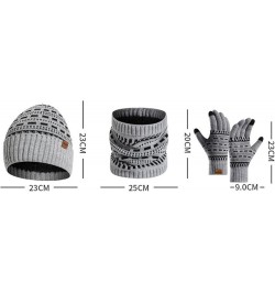 Women's Autumn/Winter Warm Wool Hat Knitted Thickened Hat Neck Glove Three Piece Set Gloves Scarf Dark Gray $10.94 Scarves