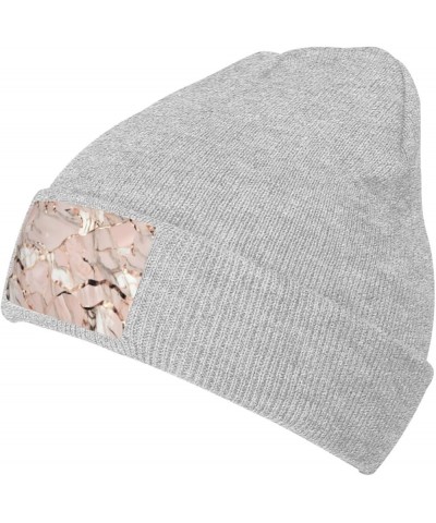 Rose Gold Marble Print Beanie Hat Gift Knitted Hat for Men Women,Lightweight,Elastic, Suitable for Travel Gray $12.48 Skullie...