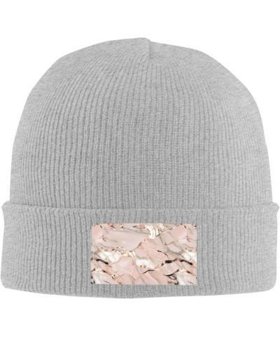 Rose Gold Marble Print Beanie Hat Gift Knitted Hat for Men Women,Lightweight,Elastic, Suitable for Travel Gray $12.48 Skullie...