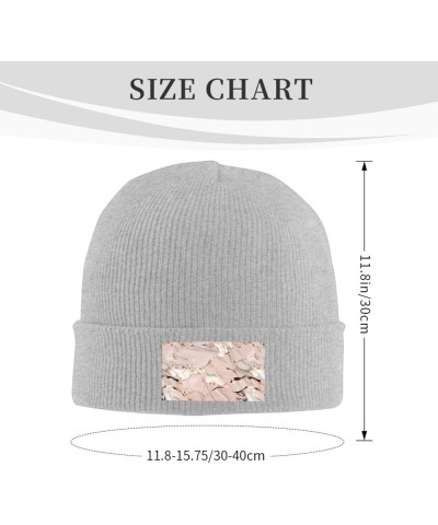 Rose Gold Marble Print Beanie Hat Gift Knitted Hat for Men Women,Lightweight,Elastic, Suitable for Travel Gray $12.48 Skullie...