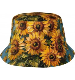 Oil Painting Sunflower Print Bucket Hat Packable Travel Sun Caps Fisherman Beach Sun Hat Unisex for Teens Women Men Kids $12....