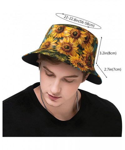 Oil Painting Sunflower Print Bucket Hat Packable Travel Sun Caps Fisherman Beach Sun Hat Unisex for Teens Women Men Kids $12....