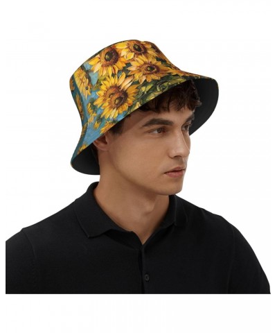 Oil Painting Sunflower Print Bucket Hat Packable Travel Sun Caps Fisherman Beach Sun Hat Unisex for Teens Women Men Kids $12....