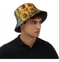 Oil Painting Sunflower Print Bucket Hat Packable Travel Sun Caps Fisherman Beach Sun Hat Unisex for Teens Women Men Kids $12....