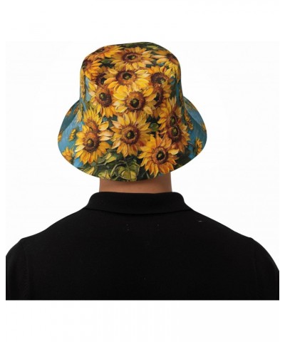 Oil Painting Sunflower Print Bucket Hat Packable Travel Sun Caps Fisherman Beach Sun Hat Unisex for Teens Women Men Kids $12....