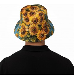 Oil Painting Sunflower Print Bucket Hat Packable Travel Sun Caps Fisherman Beach Sun Hat Unisex for Teens Women Men Kids $12....