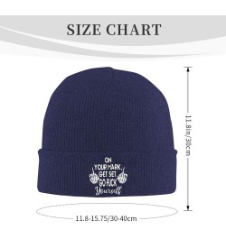 On Your Mark Get Set Go Fuck Yourself Beanie for Men Women Black Winter Hat Warm Knit Cuffed Beanies Navy Blue $13.87 Skullie...