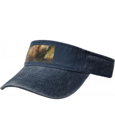 Beaver Print Washed Denim Open Top Hat for Outdoor Decoration,Suitable for Men,Women $12.97 Sun Hats