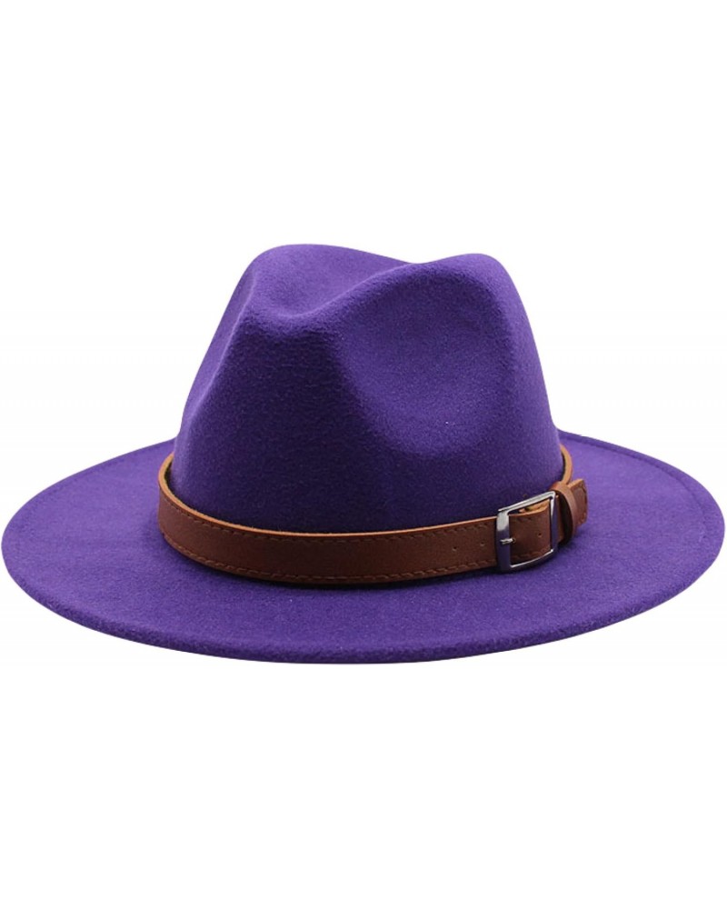 Fedora Hat Hip Hop Jazz Hat Belt Accessories Autumn and Winter Hat Unisex Fedora Hat for Women Classic Panama Hat Purple $16....