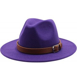 Fedora Hat Hip Hop Jazz Hat Belt Accessories Autumn and Winter Hat Unisex Fedora Hat for Women Classic Panama Hat Purple $16....