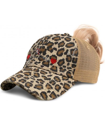 Womens Ponytail Cap Lifeline Skiing B Olympics Sports Event Distressed Trucker Hats Leopard $13.50 Baseball Caps