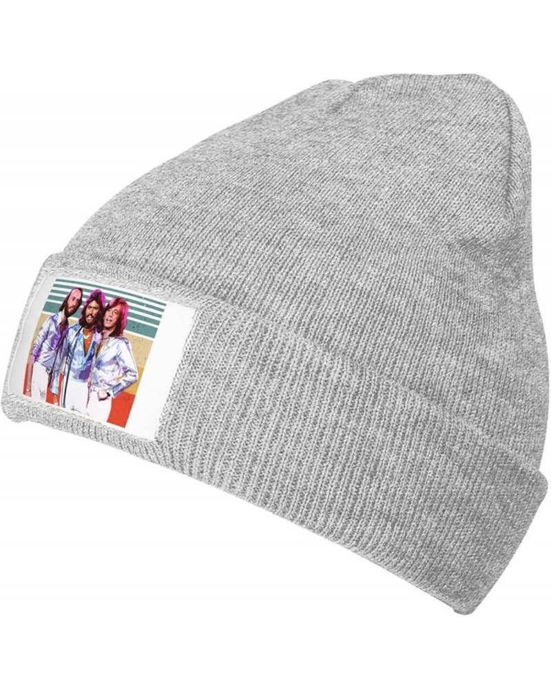 Bee Music Gees Knitted Hat Personalised Warm Winter Ski Knit Skull Caps Plain Cuffed Beanie Black Gray $12.16 Skullies & Beanies