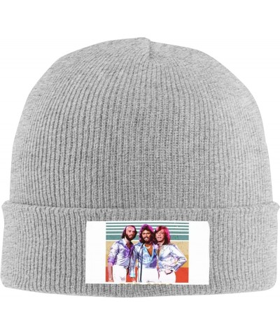 Bee Music Gees Knitted Hat Personalised Warm Winter Ski Knit Skull Caps Plain Cuffed Beanie Black Gray $12.16 Skullies & Beanies