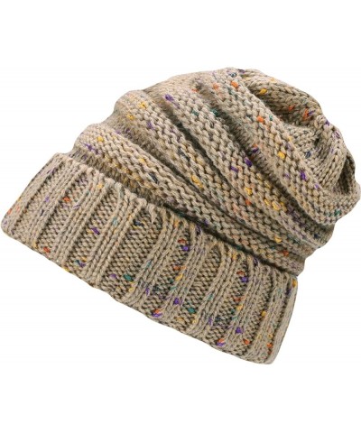 Knit Beanies Hat for Men Women Winter Mix Colors Knitted Hat Stretchy Baggy Cuff Caps Roll-Up Edge Unisex Skull Cap Beige $11...