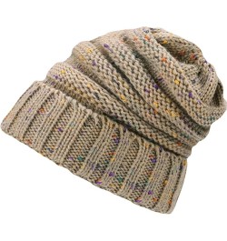 Knit Beanies Hat for Men Women Winter Mix Colors Knitted Hat Stretchy Baggy Cuff Caps Roll-Up Edge Unisex Skull Cap Beige $11...