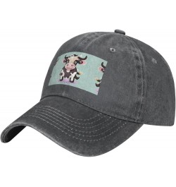 Cute Black Cow Baseball Cap Adjustable Twill Bulk with Ponytail Hole Washed Dad Hat for Men Women Deep Heather $14.66 Basebal...