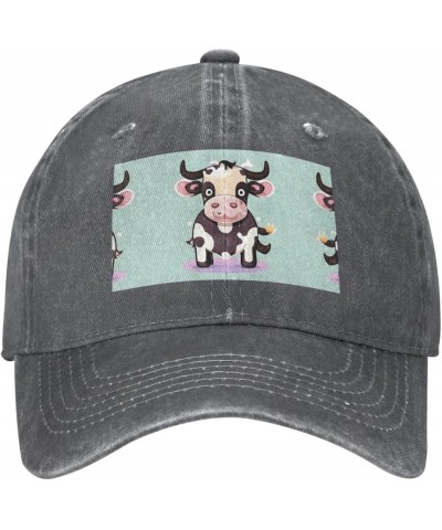 Cute Black Cow Baseball Cap Adjustable Twill Bulk with Ponytail Hole Washed Dad Hat for Men Women Deep Heather $14.66 Basebal...