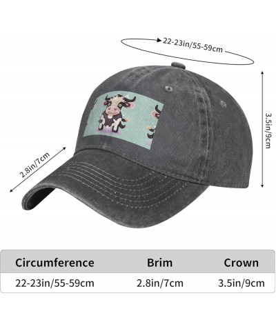 Cute Black Cow Baseball Cap Adjustable Twill Bulk with Ponytail Hole Washed Dad Hat for Men Women Deep Heather $14.66 Basebal...