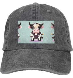 Cute Black Cow Baseball Cap Adjustable Twill Bulk with Ponytail Hole Washed Dad Hat for Men Women Deep Heather $14.66 Basebal...