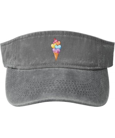 Sweet and Colorful Love Ice Cream Sun Hat Sun Visor Hats for Women Men Baseball Cap Golf Hats Gray $13.97 Visors