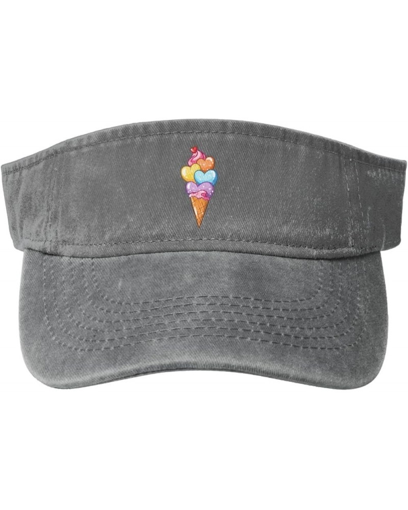 Sweet and Colorful Love Ice Cream Sun Hat Sun Visor Hats for Women Men Baseball Cap Golf Hats Gray $13.97 Visors