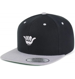 Shaka Cartoon Embroidered Yupoong Flat Bill 6 Panel Snapback Hat Surfing San Diego Black/Light Grey $17.09 Baseball Caps