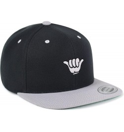 Shaka Cartoon Embroidered Yupoong Flat Bill 6 Panel Snapback Hat Surfing San Diego Black/Light Grey $17.09 Baseball Caps