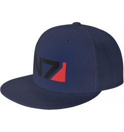 Mass E-Ffect N7 Hats for Men Flat Bill Fitted Caps Hiphop Rap Adjustable Baseball Trucker Dad Hat Navy Blue $12.75 Baseball Caps