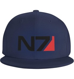 Mass E-Ffect N7 Hats for Men Flat Bill Fitted Caps Hiphop Rap Adjustable Baseball Trucker Dad Hat Navy Blue $12.75 Baseball Caps