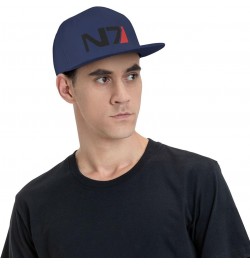 Mass E-Ffect N7 Hats for Men Flat Bill Fitted Caps Hiphop Rap Adjustable Baseball Trucker Dad Hat Navy Blue $12.75 Baseball Caps