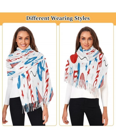 Usa Stars Red Scarfs for Women Warm Shawl Wrap Fourth Of July Cashmere Fashion Long Lightweight Pattern 9 $18.27 Scarves