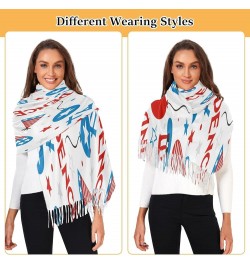 Usa Stars Red Scarfs for Women Warm Shawl Wrap Fourth Of July Cashmere Fashion Long Lightweight Pattern 9 $18.27 Scarves