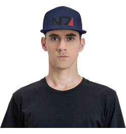 Mass E-Ffect N7 Hats for Men Flat Bill Fitted Caps Hiphop Rap Adjustable Baseball Trucker Dad Hat Navy Blue $12.75 Baseball Caps