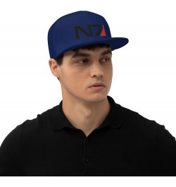 Mass E-Ffect N7 Hats for Men Flat Bill Fitted Caps Hiphop Rap Adjustable Baseball Trucker Dad Hat Navy Blue $12.75 Baseball Caps