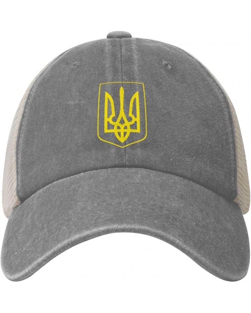 Ukrainian Ukraine Coat of Arms Country Flag Cowboy Hat Vintage Mesh Baseball Cap Women Trucker Hat Men Sun Hat Black Gray $9....