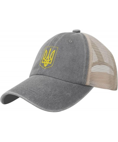 Ukrainian Ukraine Coat of Arms Country Flag Cowboy Hat Vintage Mesh Baseball Cap Women Trucker Hat Men Sun Hat Black Gray $9....