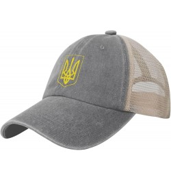 Ukrainian Ukraine Coat of Arms Country Flag Cowboy Hat Vintage Mesh Baseball Cap Women Trucker Hat Men Sun Hat Black Gray $9....