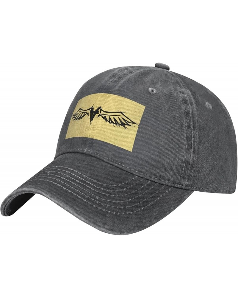 Gothic Angel Graffiti Pattern Baseball Cap - Adjustable Washed Cotton Vintage Outdoor Sports Hat for Men Women Dark Gray $9.9...